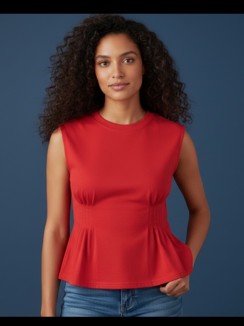 Papermoon Sleeveless Red Peplum Top